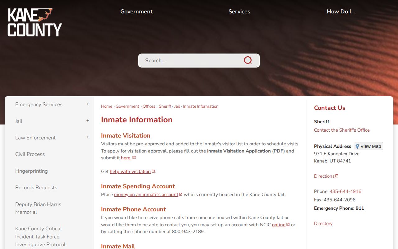 Kane County current inmate services without a released inmate roster