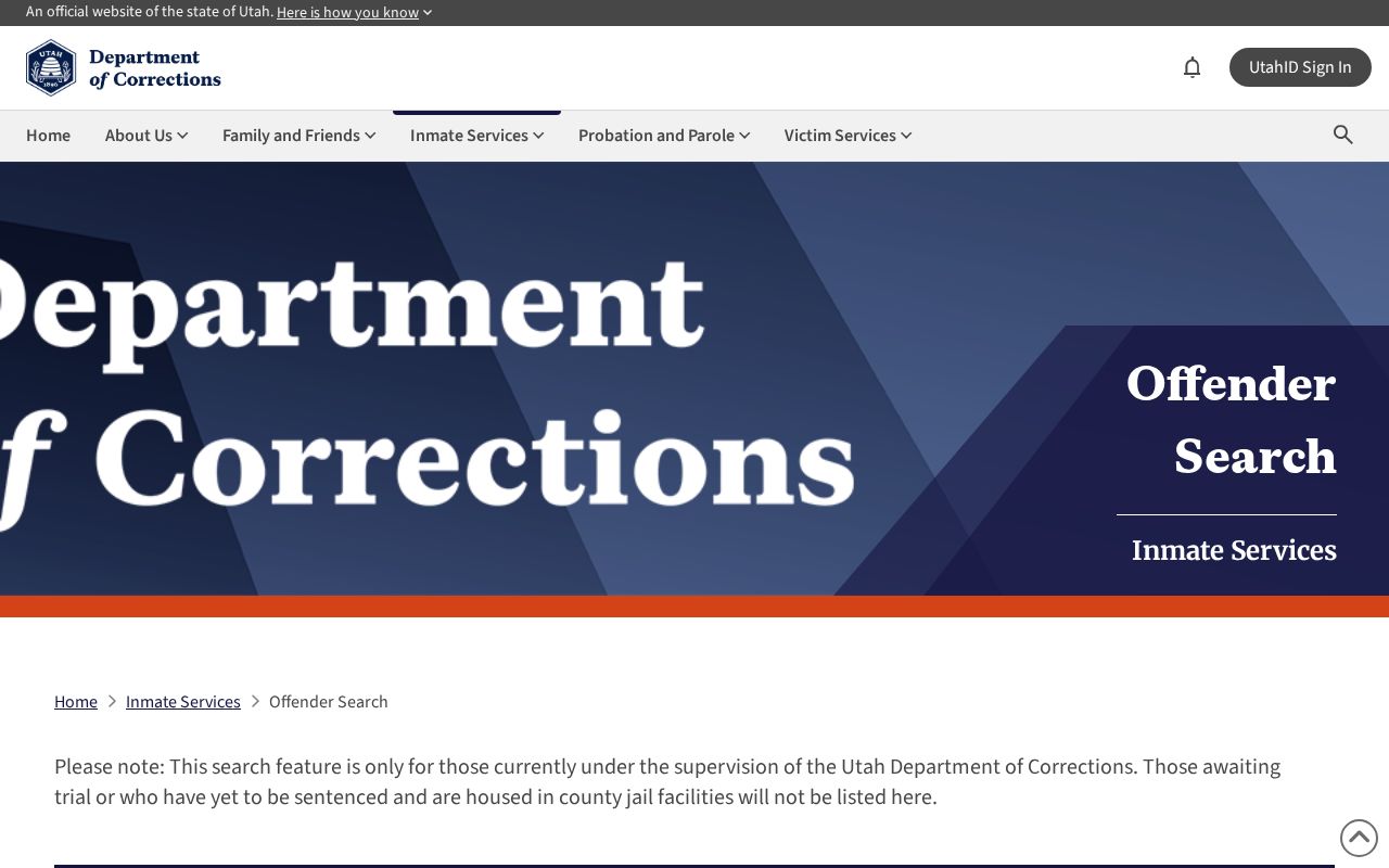Utah corrections offender search for Kane County released inmates
