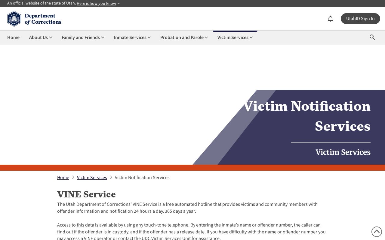 Utah VINE release notification instructions for Kane County users